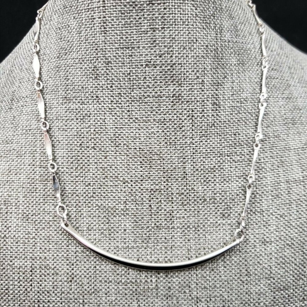 Dainty Signed Napier Silver Necklace Large Bar